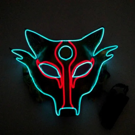 LED Neon Glow Mask – Multi-Color EL Light Party & Halloween Accessory