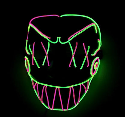 LED Neon Glow Mask – Multi-Color EL Light Party & Halloween Accessory