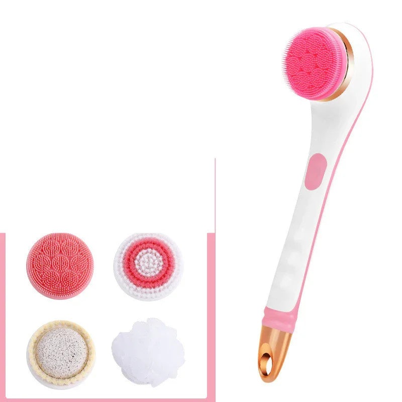Electric Bath Brush – USB Rechargeable Silicone Body Scrubber with 4 Brush Heads, 2 Speeds & Waterproof Spa Design