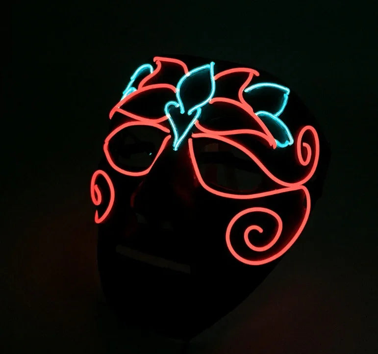 LED Neon Glow Mask – Multi-Color EL Light Party & Halloween Accessory