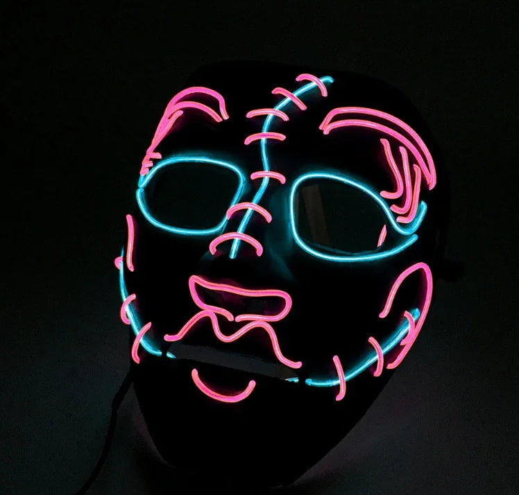 LED Neon Glow Mask – Multi-Color EL Light Party & Halloween Accessory