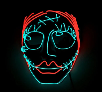 LED Neon Glow Mask – Multi-Color EL Light Party & Halloween Accessory