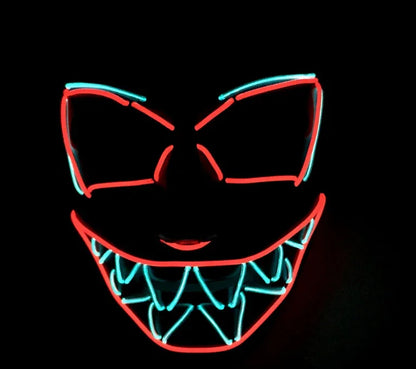 LED Neon Glow Mask – Multi-Color EL Light Party & Halloween Accessory
