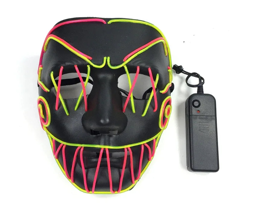LED Neon Glow Mask – Multi-Color EL Light Party & Halloween Accessory