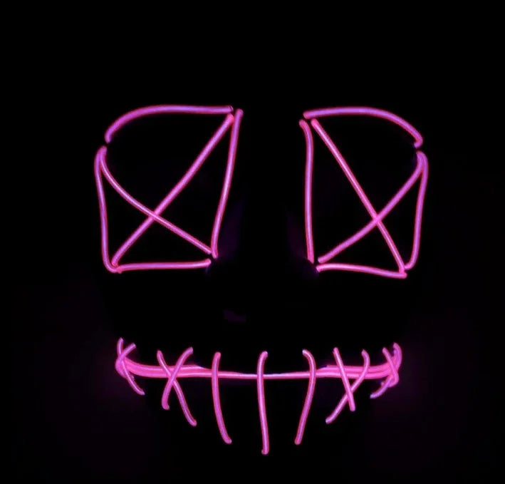LED Neon Glow Mask – Multi-Color EL Light Party & Halloween Accessory