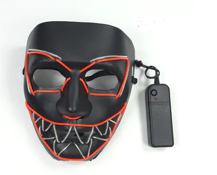 LED Neon Glow Mask – Multi-Color EL Light Party & Halloween Accessory