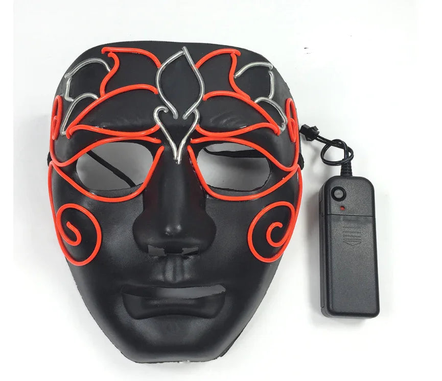 LED Neon Glow Mask – Multi-Color EL Light Party & Halloween Accessory