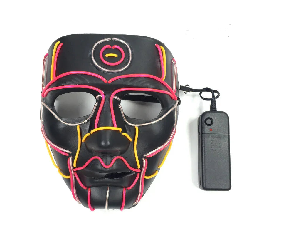 LED Neon Glow Mask – Multi-Color EL Light Party & Halloween Accessory