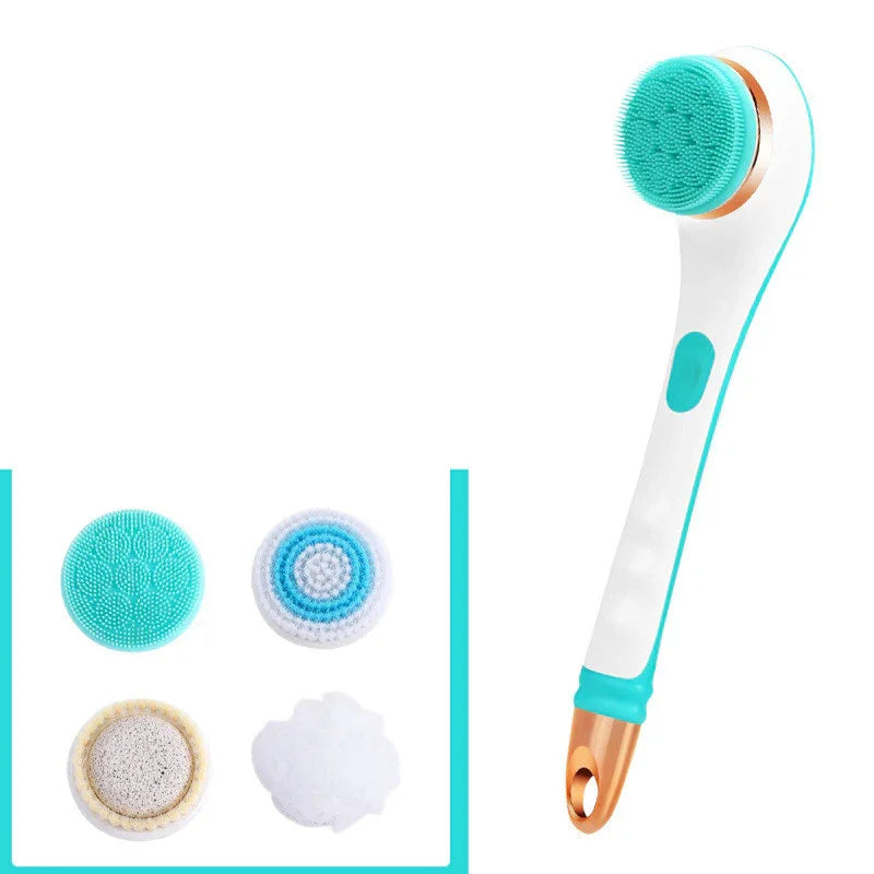 Electric Bath Brush – USB Rechargeable Silicone Body Scrubber with 4 Brush Heads, 2 Speeds & Waterproof Spa Design